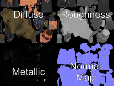 Armored Tactical Hero Character Model Rigged and Animated Low-poly 3D model