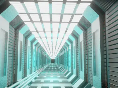 Sci-fi Hallway Design in Eevee 3D model