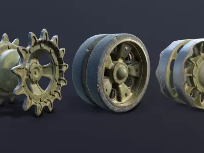 T-55 Tank Wheels Set Low-poly 3D model