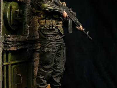 Modern soldier with Ak47 3D print model