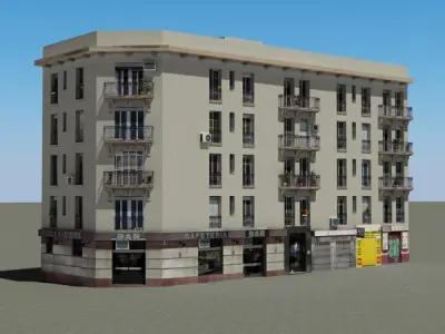 Building apartment Low-poly 3D model