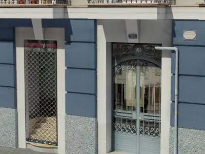 Building with balconies and balconies Low-poly 3D model