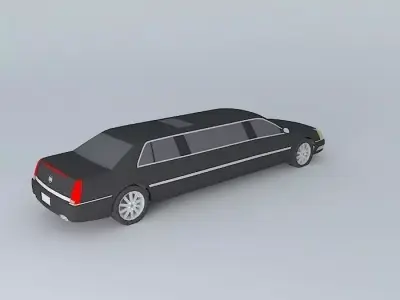 Low Poly Cadillac DTS Extended Limousine Free 3D model