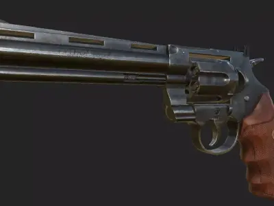 PBR Colt Python 357 Magnum Revolver Mid-poly game ready Low-poly 3D model