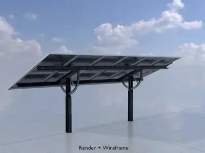 Agricultural photovoltaic with animation 8m Low-poly 3D model