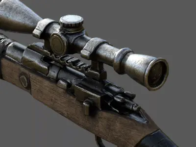 Post-Apocalyptic Rusty Sniper Rifle  Low-poly 3D model