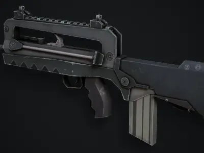 Famas F-1 Assault Rifle - Low Poly Game Ready Low-poly 3D model