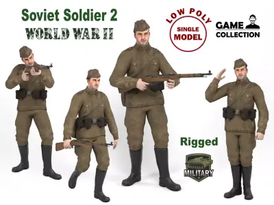 Soviet soldier 2 Low-poly 3D model