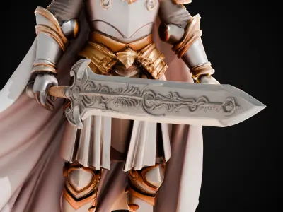 Stylized Sword - Crusader Blade Stoneguard - Game Ready 3D model