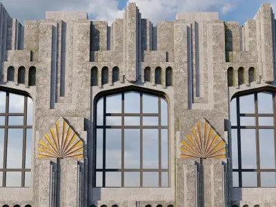 art deco facade 3D model