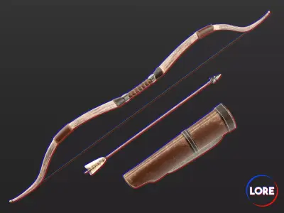 Medieval Noble Weapon Bow and Arrow Low-poly 3D model
