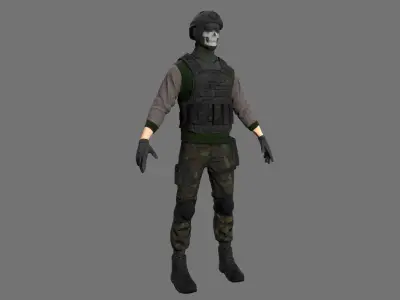 Character Soldier Low-poly 3D model