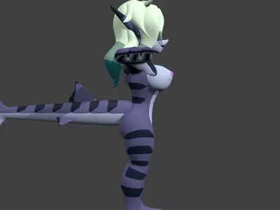 Tsunami the Leopard Shark NUDE no rigging Low-poly 3D model