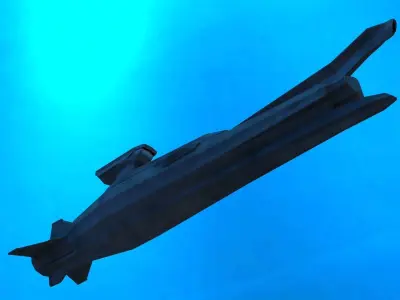 Original Sci-fi Submarine Low-poly 3D model