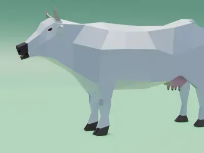 Low poly cow Indian cow Low-poly 3D model