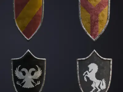 Medieval Shield Pack Low-poly 3D model