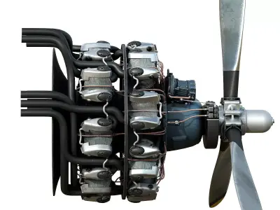 Radial engine R 2000 3D model