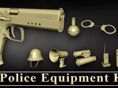 15 Police Equipment Kit Free 3D model
