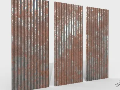 Corrugated galvanized sheets Low-poly 3D model