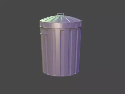 metal dustbin Free low-poly 3D model