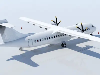 ATR 72 600 static Lowpoly Blank airport model doors  Low-poly 3D model