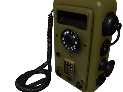 Vintage Military Field Phone 3D Model 3D model
