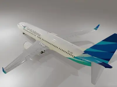 Garuda Indonesia Boeing 737-800 3D Model with cockpit Low-poly 3D model