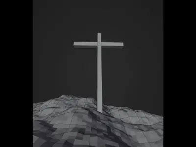 A Cross on a grassy hill 3D model