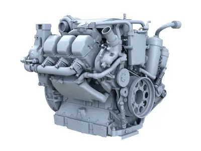 Truck diesel engine 3D model