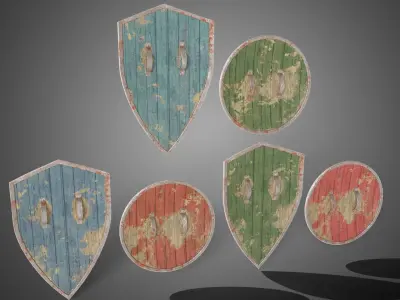Medieval shields Free low-poly 3D model