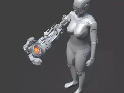 RoboGirl female humanoid Low-poly 3D model