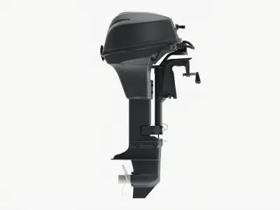 Outboard portable boat motor with folded tiller 3D model