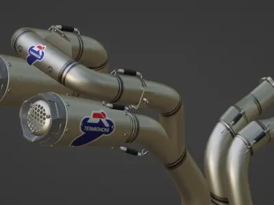 Termignoni Double Exhaust for Ducati Low-poly 3D model