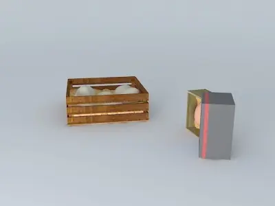 Eggs wooden box with in it Free 3D model