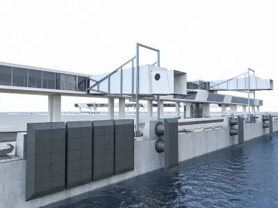 Port Gangway Set Low-poly 3D model