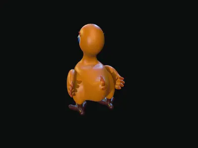Duck-toy orange duck Low-poly 3D model