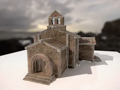 Ruined church Low-poly 3D model