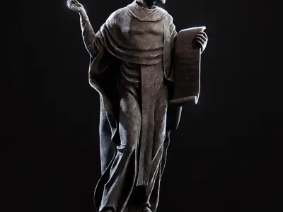 The statue of the Sage Low-poly 3D model