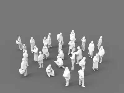 Lowpoly People - 28 unique characters Low-poly 3D model