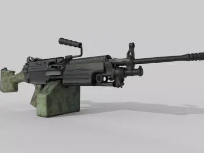 M249 Machine gun low poly  Low-poly 3D model