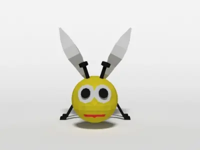Low Poly Cartoon Bee Toy Low-poly 3D model