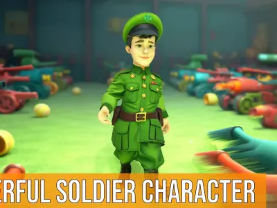 Cheerful Soldier Character model pack Low-poly 3D model