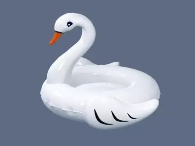 Inflatable White Swan Toy 3D model