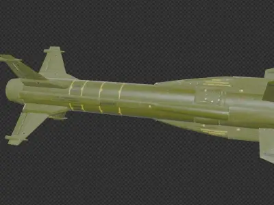 3M9 SA-6A anti-aircraft guided missile 2K12 SAM system Low-poly 3D model