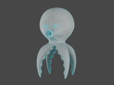 Octopus low and high poly mesh stylized Low-poly 3D model