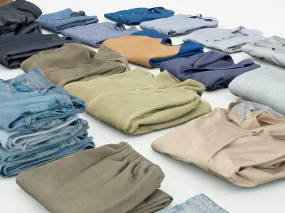 Clothing collection 25 items jeans coat shirt jacket pullover  3D model