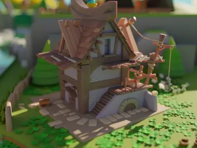 Animal village Buildings  Environment  Assets made in Blender 3D Low-poly 3D model