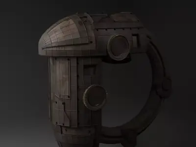 futuristic sci-fi spaceship rusty Free 3D model