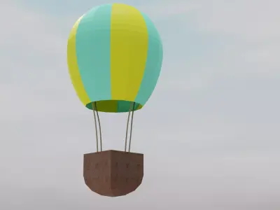 Hot air baloon Low-poly 3D model