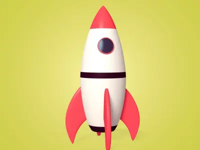 Cartoon Rocket Ship Low-poly 3D model